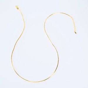 Skinny Herringbone Four Sided Snake Chain Necklace 18K Gold S925